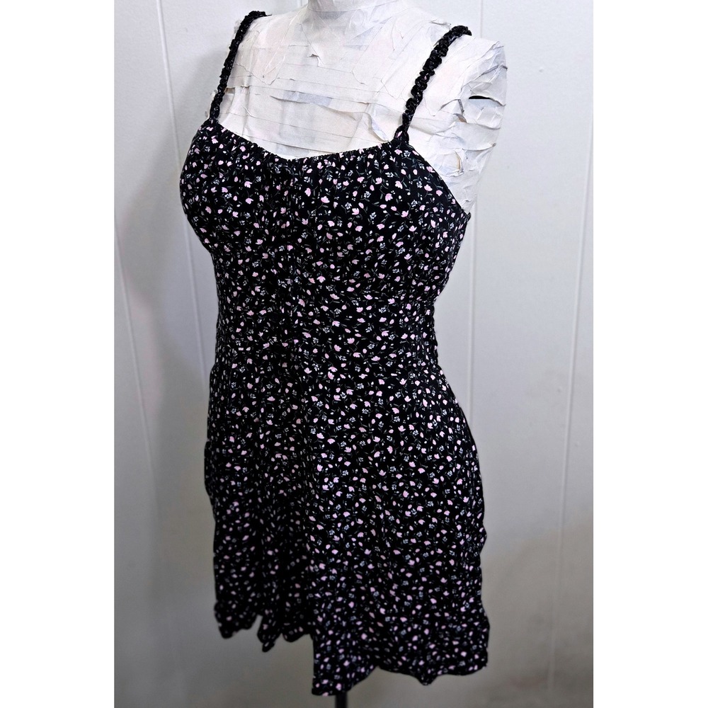 RSQ Black Floral Mini Skort Dress Cottagecore Sleeveless Summer Button Up Small